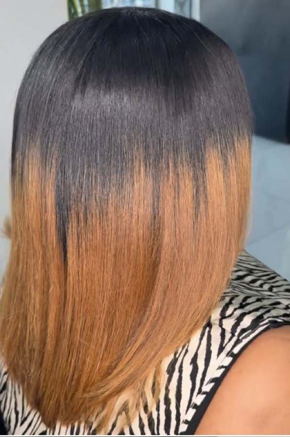 Ombre silk press result
